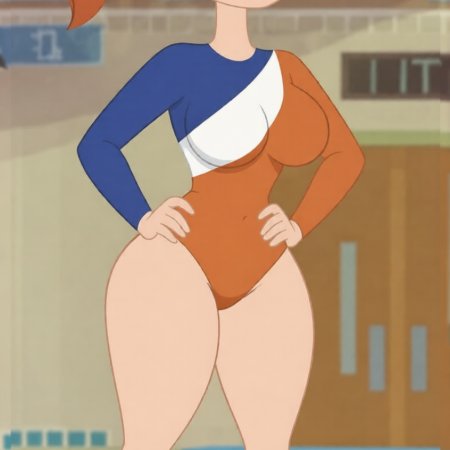 ai generated, cartoon network, dc comics, looking at viewer, older, pigtails