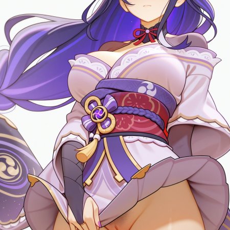 Electroworld, ai generated, genshin impact, raiden shogun, boobs, breasts