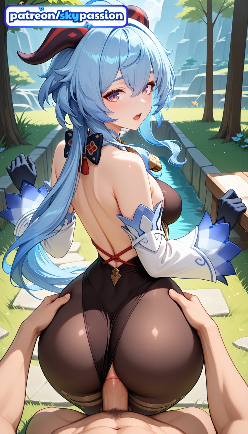 Skypassion, ai assisted, ai generated, genshin impact, ganyu, ass