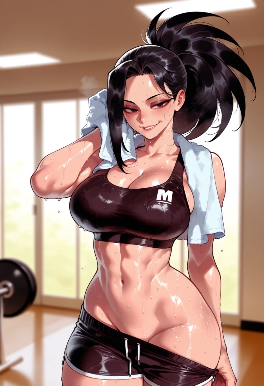 Balecxi, ai generated, boku no hero academia, yaoyorozu momo, blush, large breasts