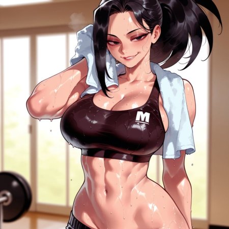 Balecxi, ai generated, boku no hero academia, yaoyorozu momo, blush, large breasts