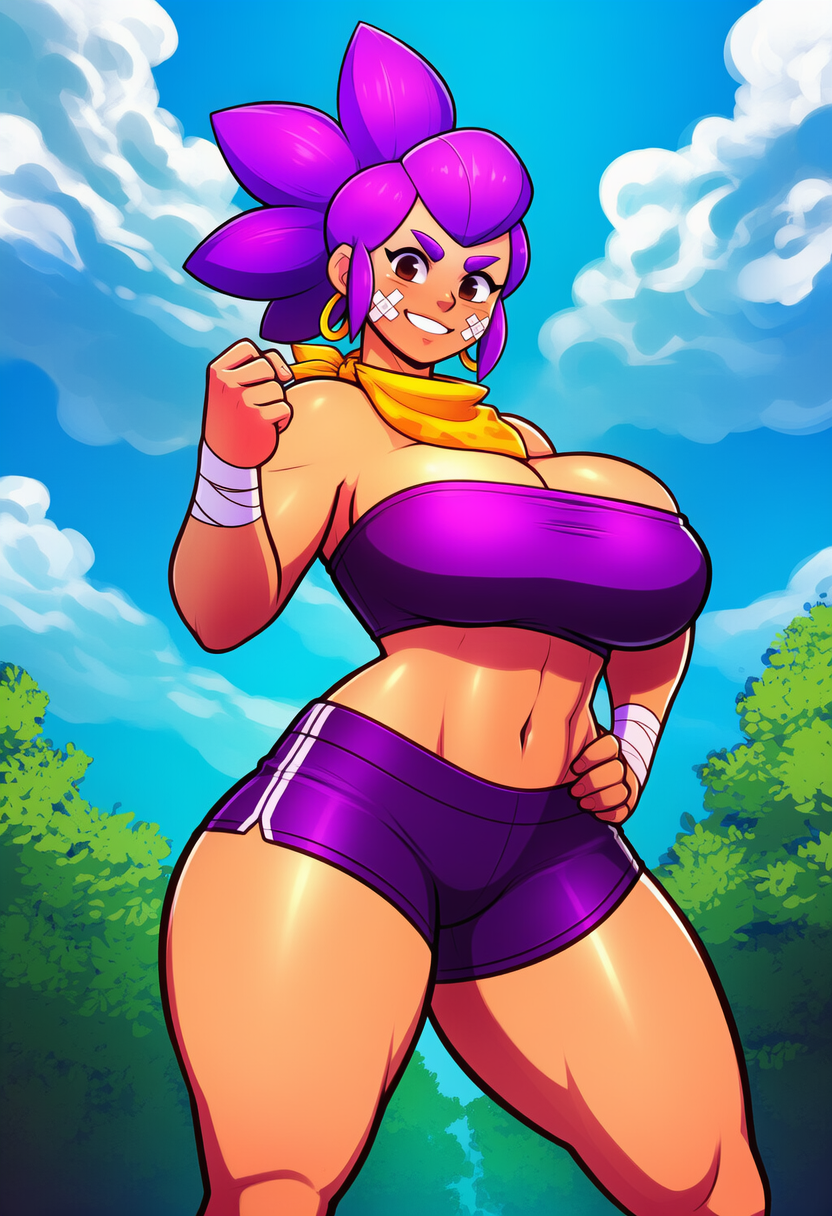 ai generated, brawl stars, shelly, athletic, bandages, big ass