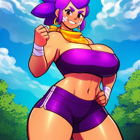 ai generated, brawl stars, shelly, athletic, bandages, big ass