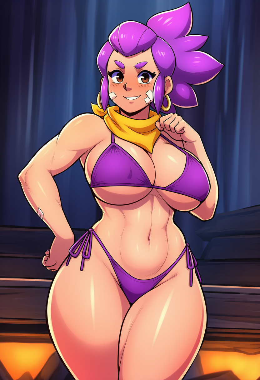 ai generated, brawl stars, supercell, shelly, bandages, big breasts