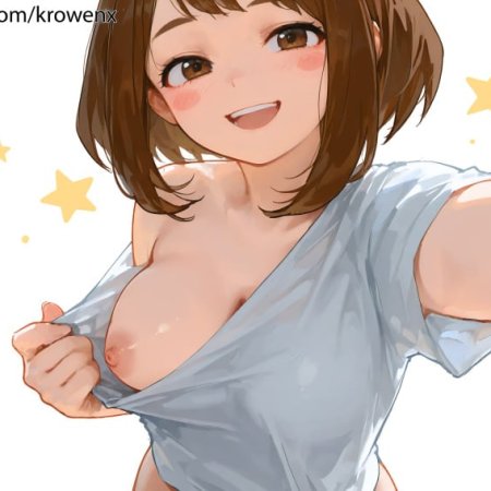 Krowenx, ai generated, my hero academia, big breasts, brown hair, nipples