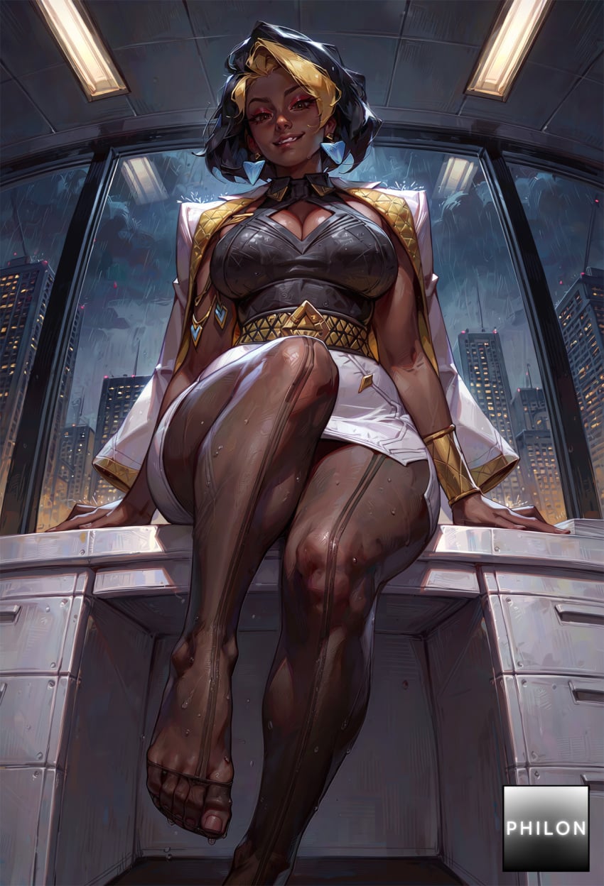 Philon, ai generated, overwatch, domina, breasts, dark skin