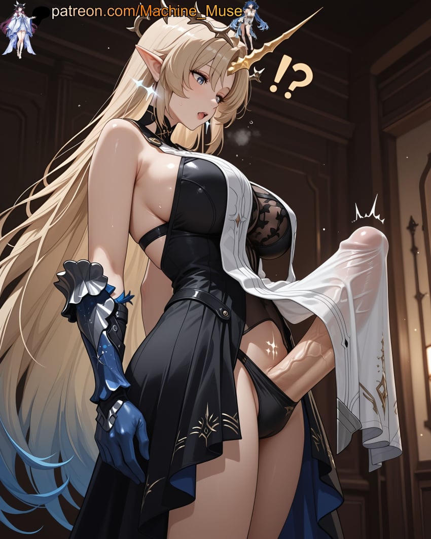 machine muse, ai generated, kuro games, fleurdelys, big breasts, dickgirl