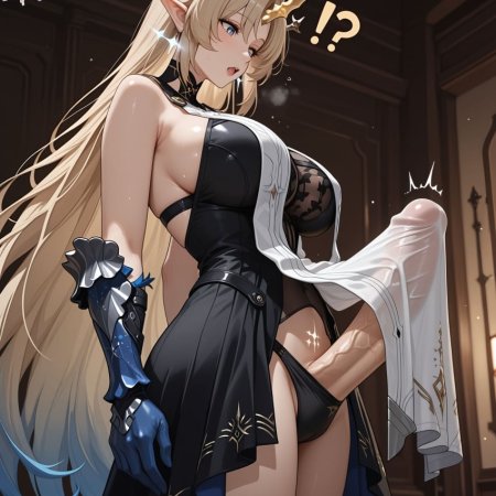 machine muse, ai generated, kuro games, fleurdelys, big breasts, dickgirl
