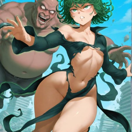 Floresai, ai generated, tatsumaki, big ass, fat male, short hair
