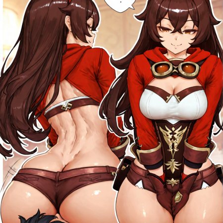 Floresai, ai generated, genshin impact, amber, big ass, brown hair