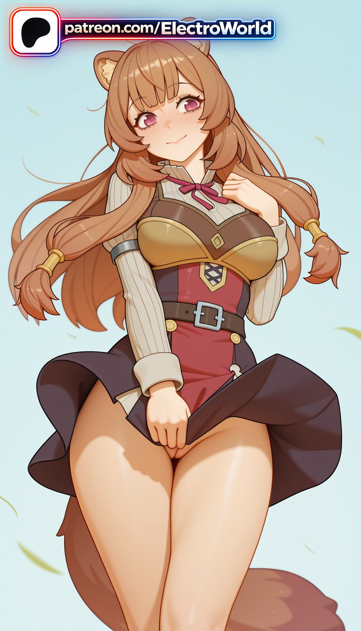 electroworld, ai generated, raphtalia, animal ears, boobs, breasts