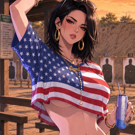 ai generated, rockstar games, original character, american flag, bikini