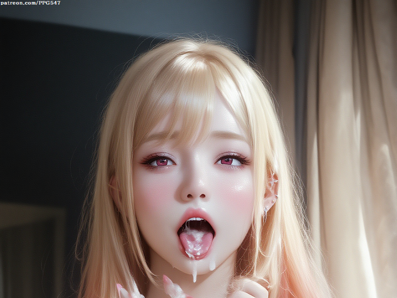 Pujopg, ai generated, kitagawa marin, blonde, cum in mouth, cum on tongue