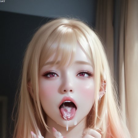 Pujopg, ai generated, kitagawa marin, blonde, cum in mouth, cum on tongue