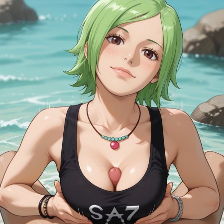 Vilerune, ai generated, one piece, camie, blush, ocean