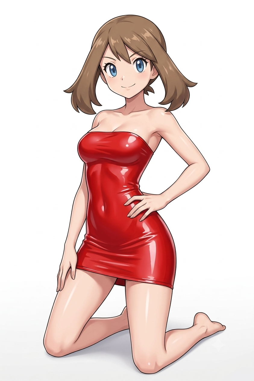 ai generated, pokemon, may, barefoot, blue eyes, female