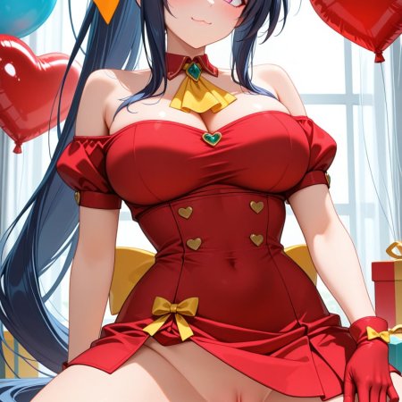 Skypassion, ai assisted, ai generated, akeno himejima, boobs, breasts