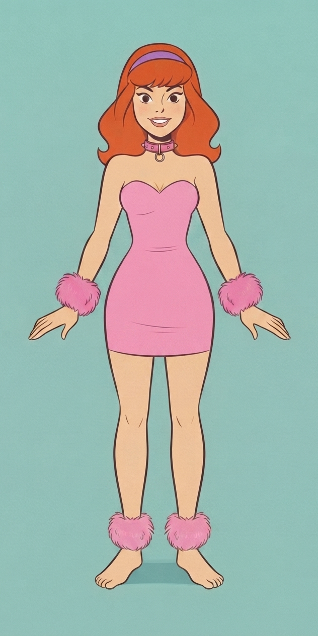 ai generated, scooby-doo, daphne blake, girls, ankle cuffs, collar