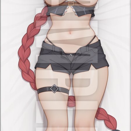 Sleeplessnighty, ai generated, kurosaki mea, arms up, blue eyes, breasts