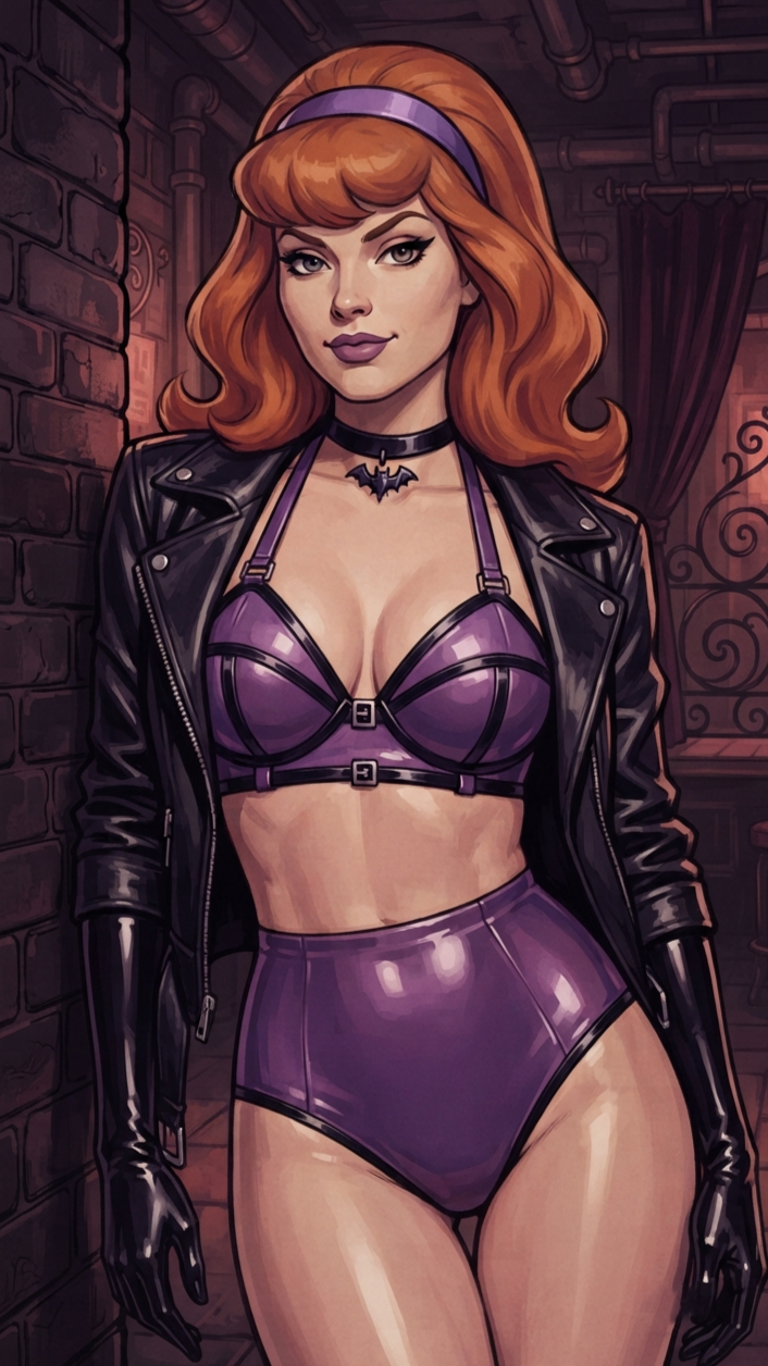 ai generated, scooby-doo, daphne blake, 1girls, bra, choker