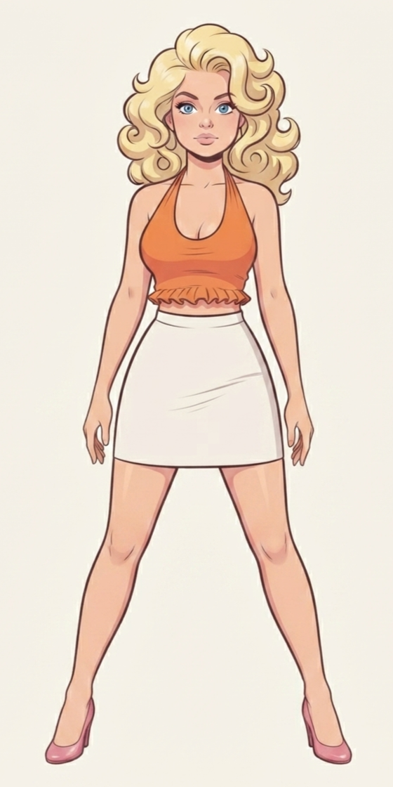 ai generated, 1girls, a-pose, big breasts, blonde, busty