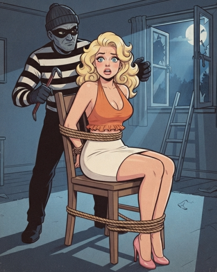ai generated, 1girls, big breasts, blonde, burglar, busty