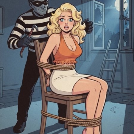ai generated, 1girls, big breasts, blonde, burglar, busty
