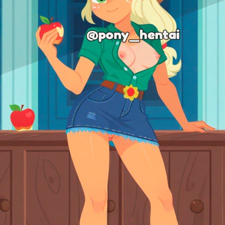 ai generated, equestria girls, applejack, breasts, cowboy hat, nipples