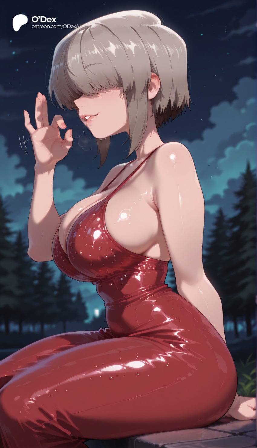 Odexai, ai generated, uzaki yanagi, big ass, blush, handjob