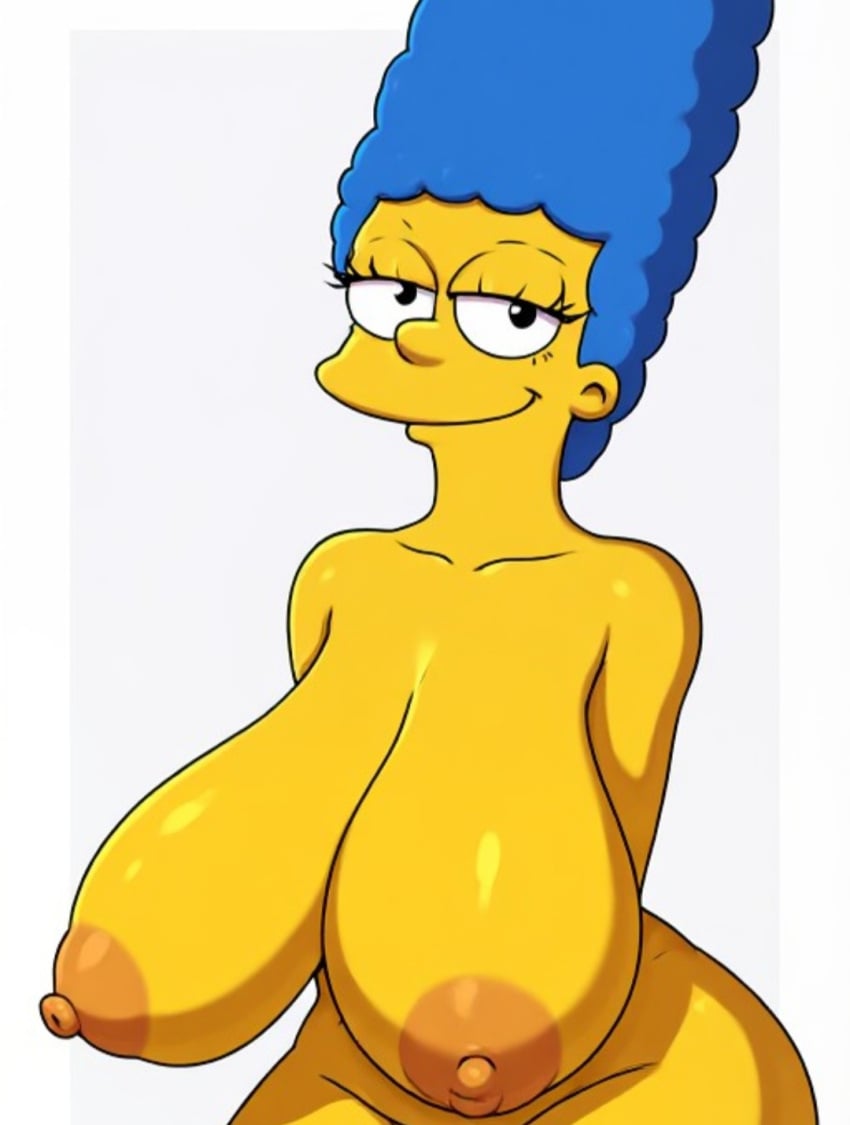 Humblemilker, ai generated, the simpsons, marge simpson, breasts, pussy
