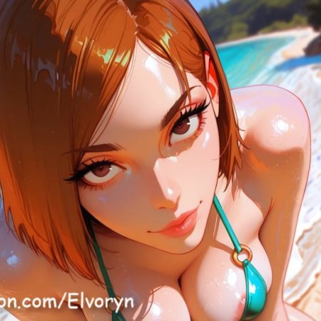 ai generated, jujutsu kaisen, kugisaki nobara, big breasts, bikini, nipples