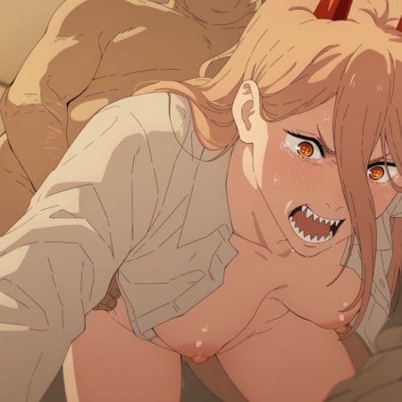 ainoob17, ai generated, chainsaw man, power, blonde hair, fat male