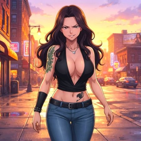 ai generated, fairy tail, cana alberona, anime girl, california, sexy