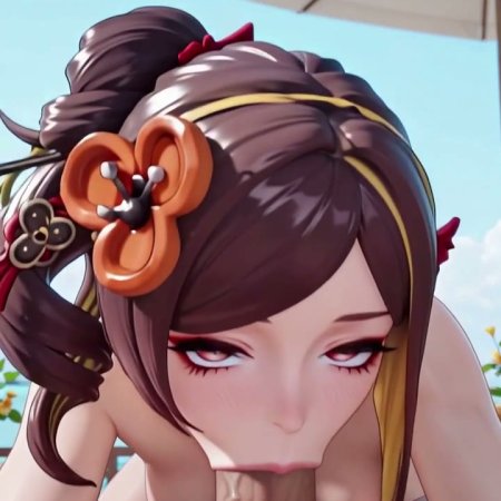 ai generated, genshin impact, chiori, big dick, blowjob, deepthroat