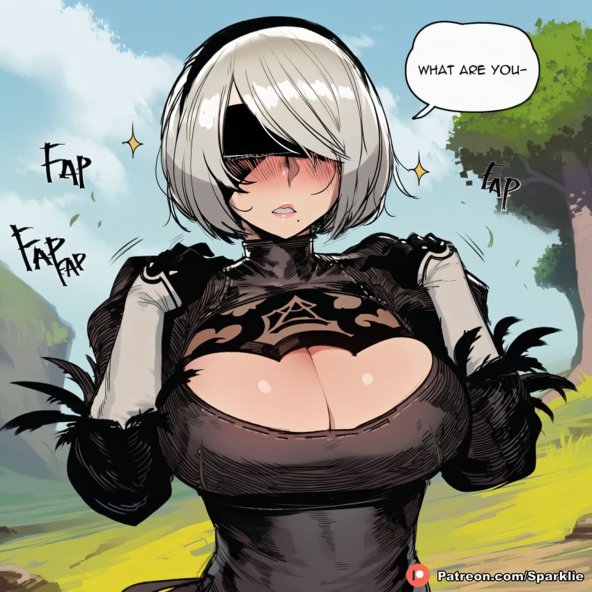 sparklie, ai generated, nier: automata, kaine, penis, dickgirl