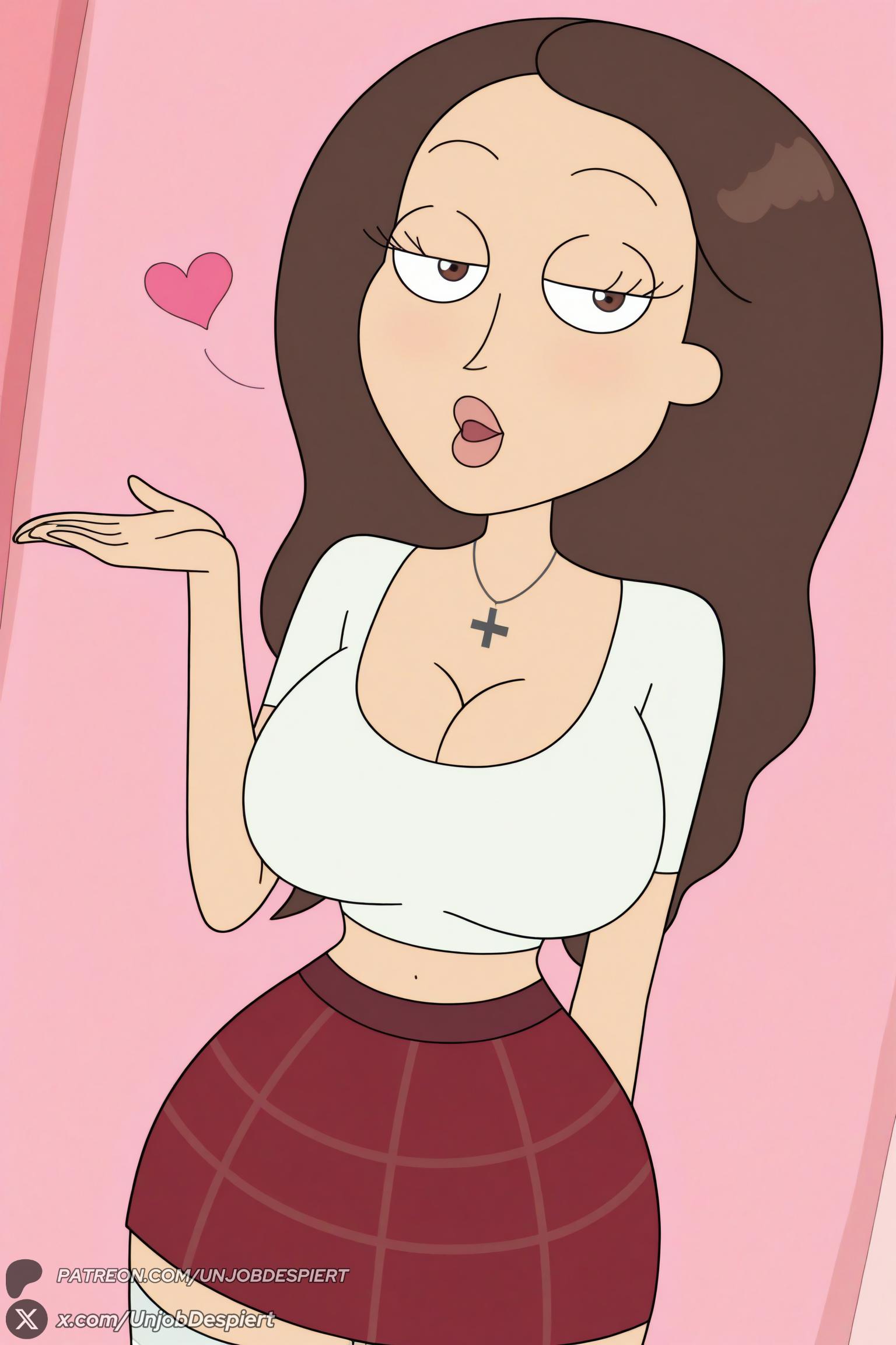 unjobdespiert, ai generated, rick and morty, tricia lange, big ass, midriff