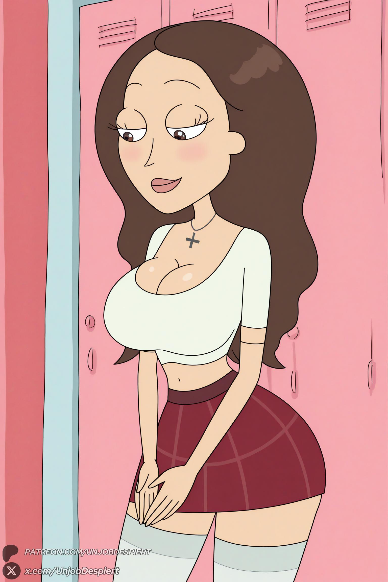 unjobdespiert, ai generated, rick and morty, tricia lange, huge ass, midriff