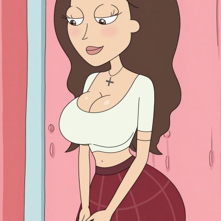 unjobdespiert, ai generated, rick and morty, tricia lange, huge ass, midriff