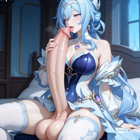 machine muse, ai generated, genshin impact, hoyoverse, odette, handjob