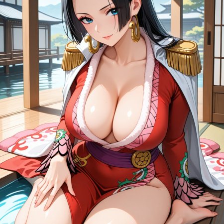 skypassion, ai generated, ai assisted, one piece, boa hancock, breasts
