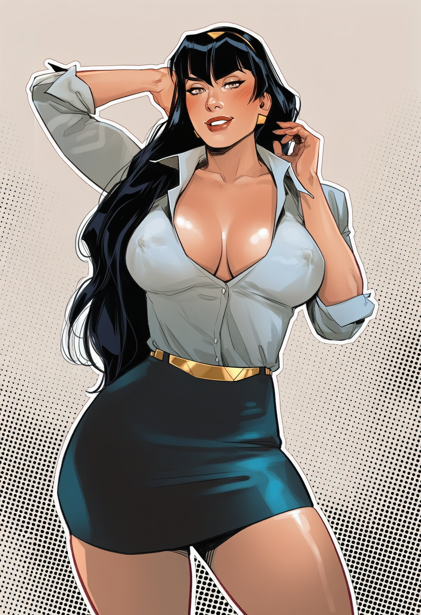 phophopho, ai generated, dc comics, superwoman, breasts, mature