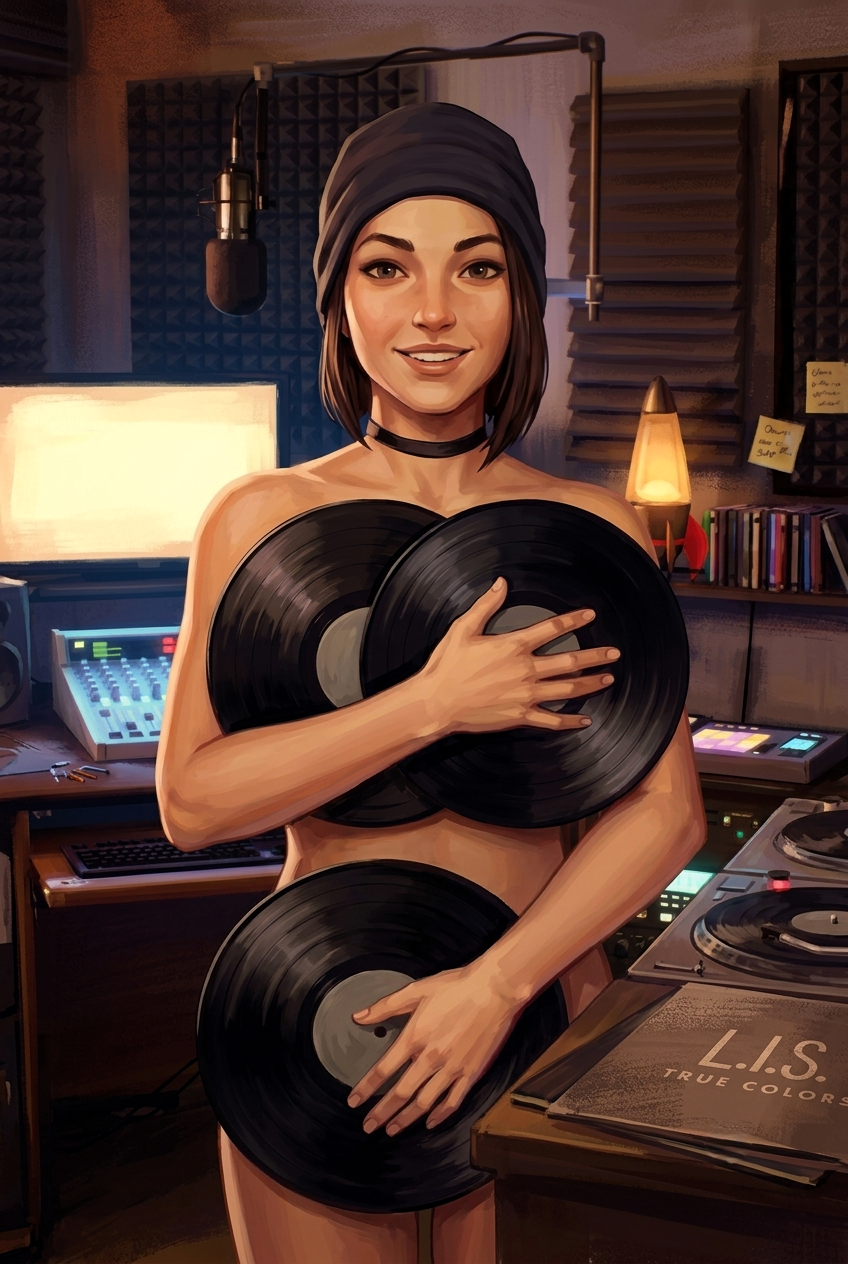 softnsour, ai generated, steph gingrich, beanie, choker, nude