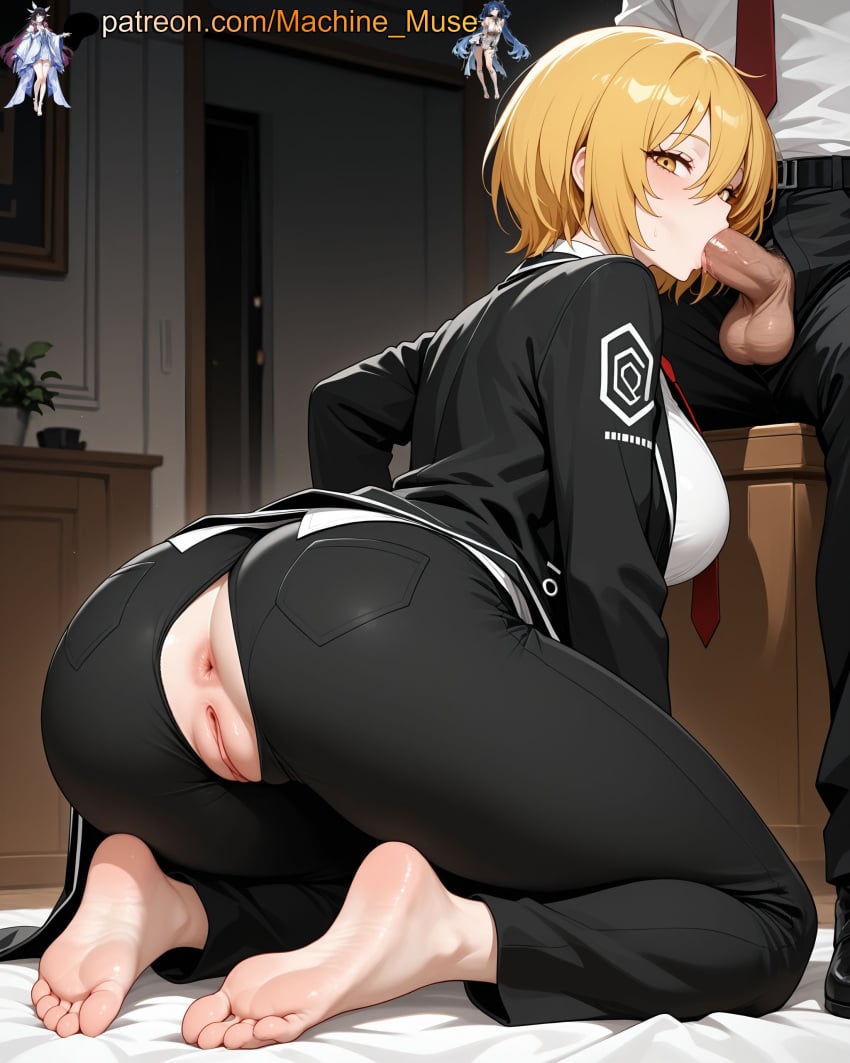 machine muse, ai generated, limbus company, project moon, big ass, blowjob