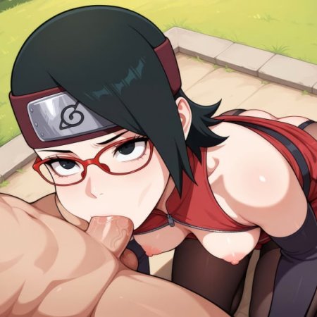 rule34lab, ai generated, naruto, boruto: naruto next generations, sarada uchiha, breasts