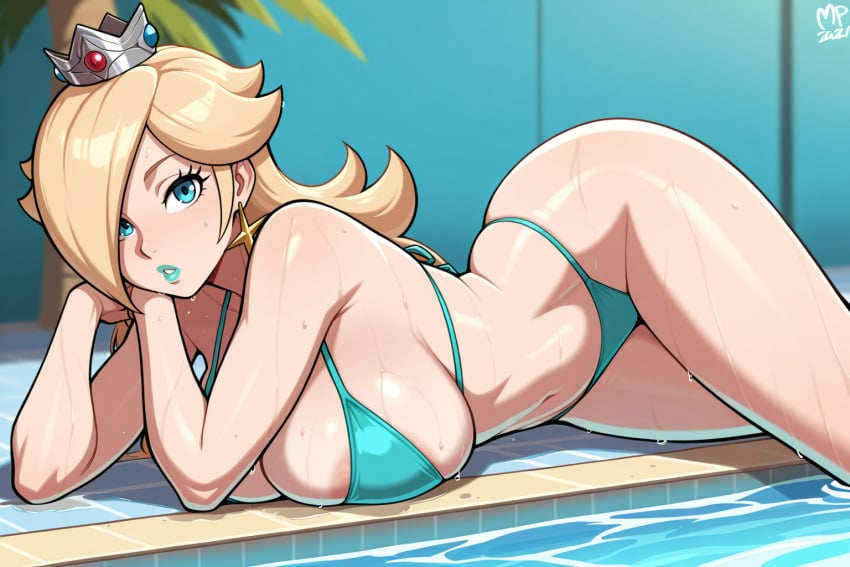 bimpi, ai generated, mario, nintendo, princess rosalina, bikini
