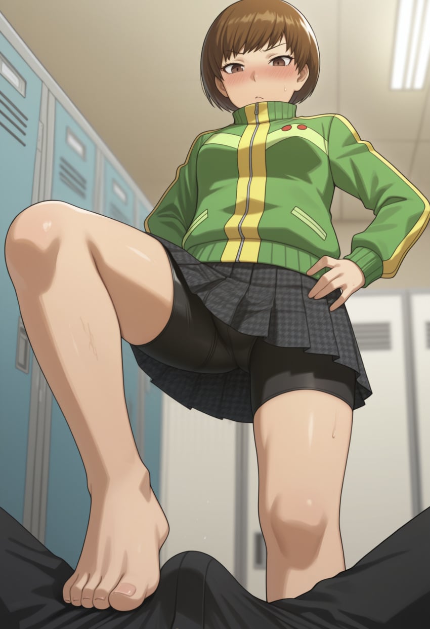 username37372, ai generated, persona, satonaka chie, annoyed, clothed