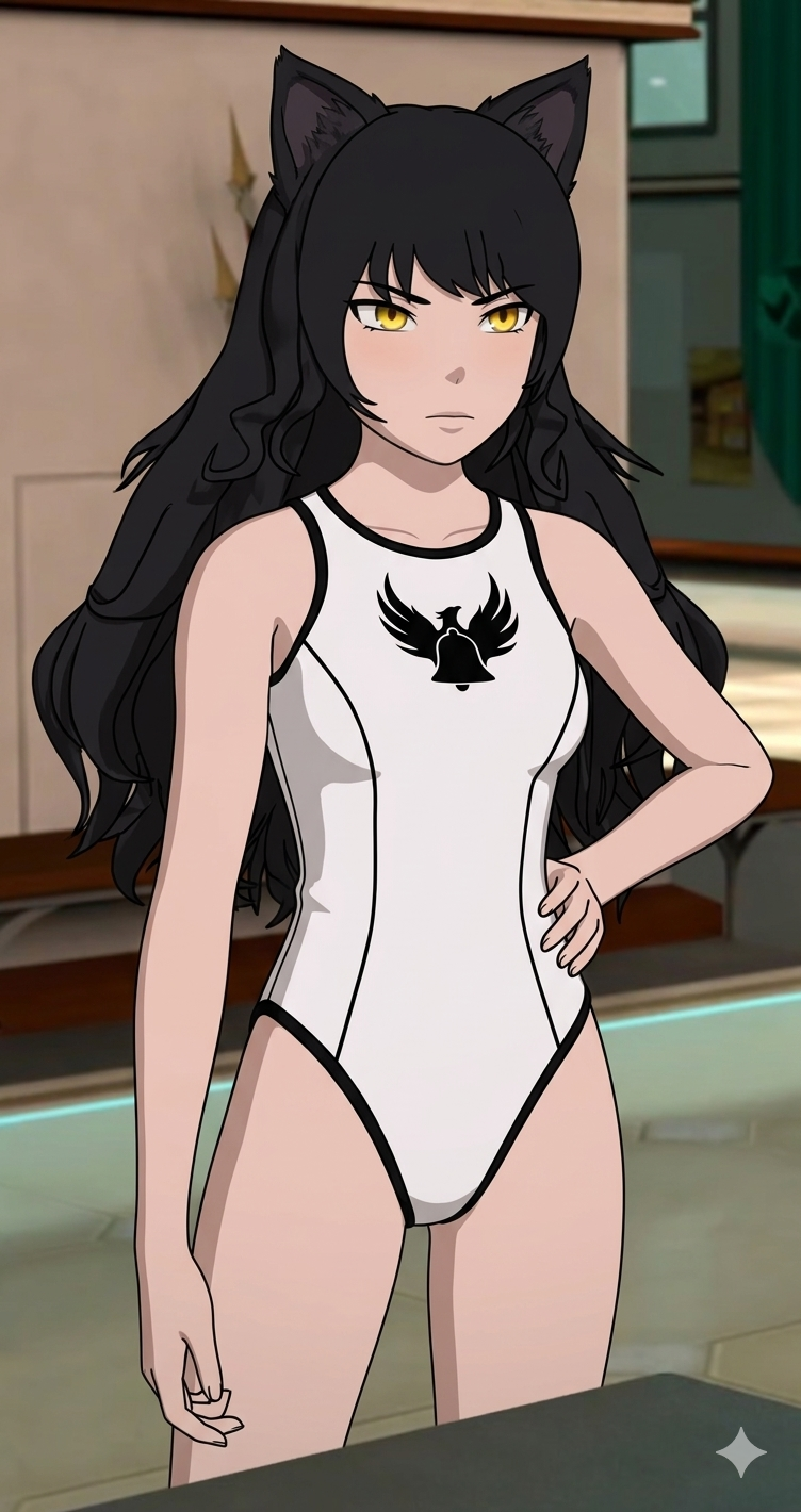ai generated, rwby, blake belladonna, cat ears, female, leotard