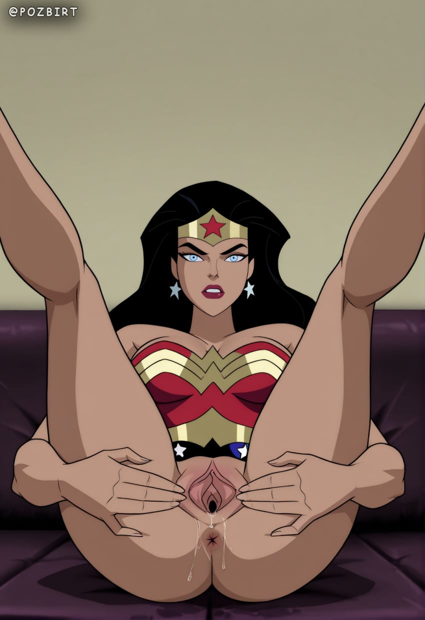pozbirt, ai generated, wonder woman, diana prince, big breasts, blush